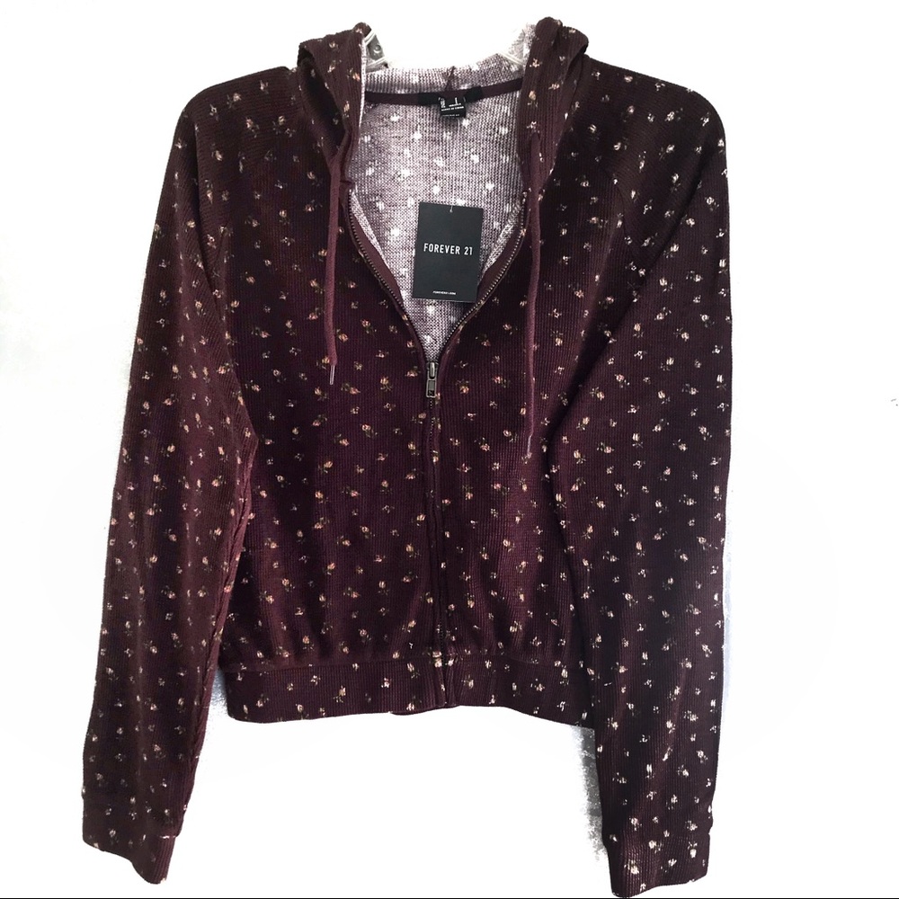🌈Deep Purple Floral Thermal Jacket - F21